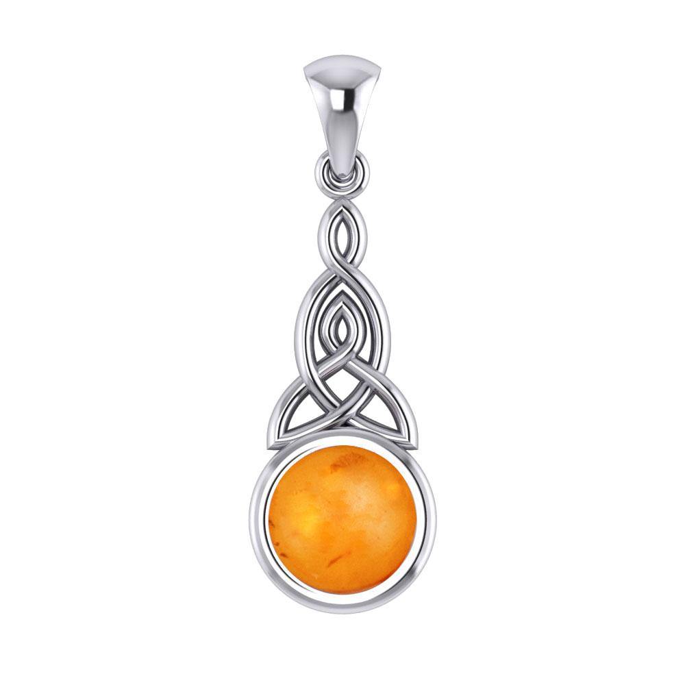 Triquetra Silver Pendant with Gem TP2937 - Jewelry