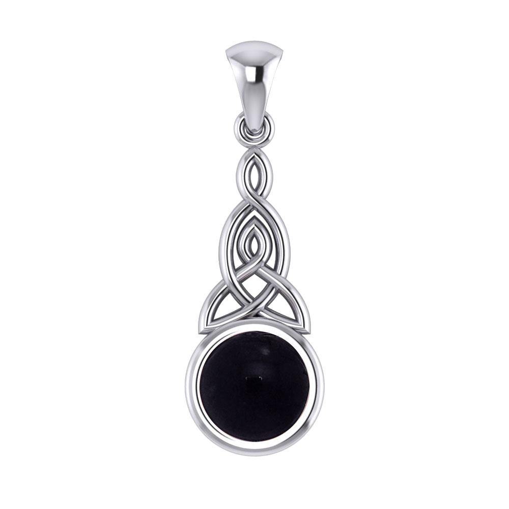 Triquetra Silver Pendant with Gem TP2937 - Jewelry