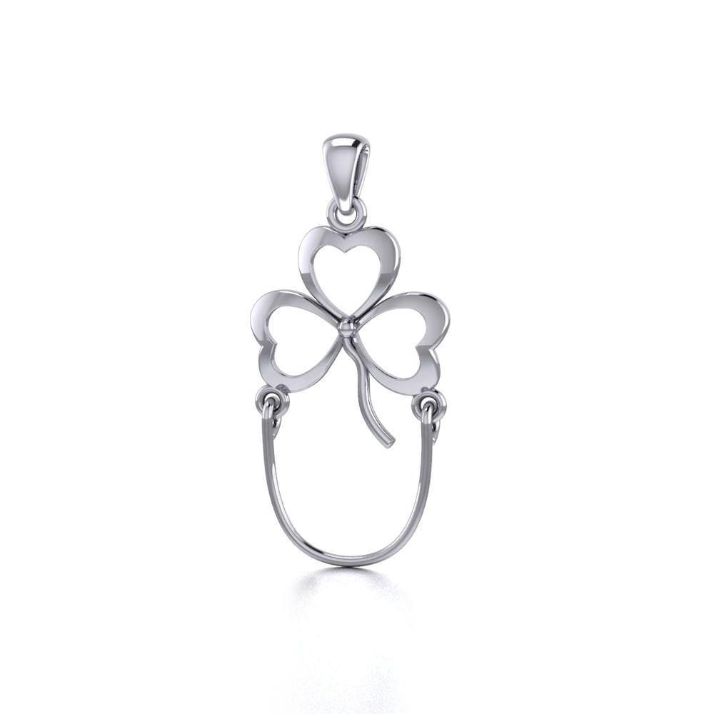 Shamrock Silver Charm Holder Pendant TP947 - Jewelry