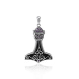 Thor Hammer with Gemstone Sterling Silver Pendant TPD1192