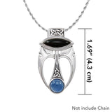 An elegant fusion of art ~ Sterling Silver Celtic Maori Pendant with Gemstone Centerpiece TPD1213 - Jewelry