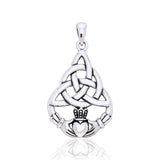 Celtic Triquetra with Claddagh Sterling Silver Pendant TPD2239