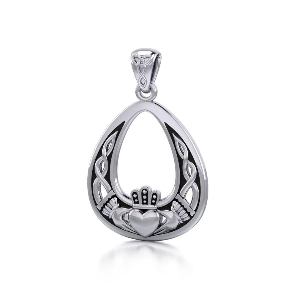 Celtic Knotwork Claddagh Silver Pendant TPD3034 - Jewelry