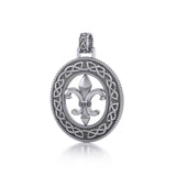 Fleur De Lis Celtic Knotwork Silver Pendant TPD336 - Jewelry