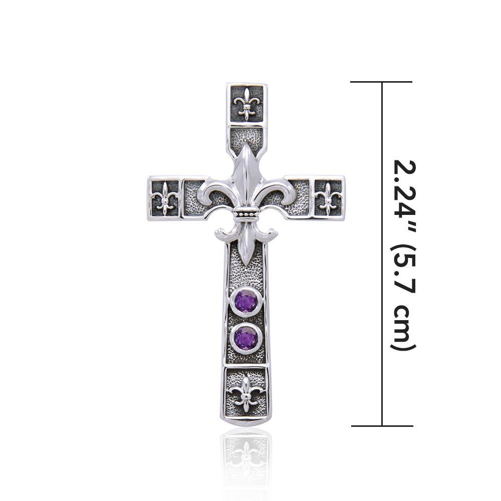 Enlightened by the symbolism of Fleur-de-Lis in the sacred cross ~ Sterling Silver Jewelry Pendant TPD356 - Jewelry