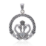 Celtic Swan Claddagh Sterling Silver Pendant TPD3608