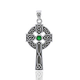 Celtic Cross Sterling Silver with Gemstone Pendant TPD3833
