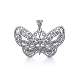 Your wings are ready to fly! ~ Celtic Knotwork Butterfly Sterling Silver Pendant TPD4119