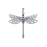 Lovely Spiritual Chakra Dragonfly Sterling Silver Pendant TPD4214