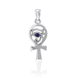Ankh with Eye of Horus Silver Pendant with Gem TPD4253