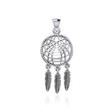 Follow you through your dreams ~ Sterling Silver Jewelry Dreamcatcher Pendant TPD5061