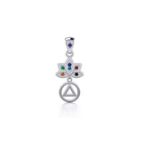 Lotus Recovery Chakra Sterling Silver Pendant with Gemstones TPD5094
