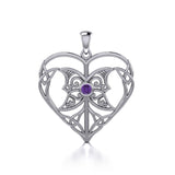 Celtic Triple Goddess Love Peace Sterling Silver Pendant with Gemstone TPD5105