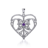 Celtic Triple Goddess Love Peace Sterling Silver Pendant with Gemstone TPD5105 - Jewelry