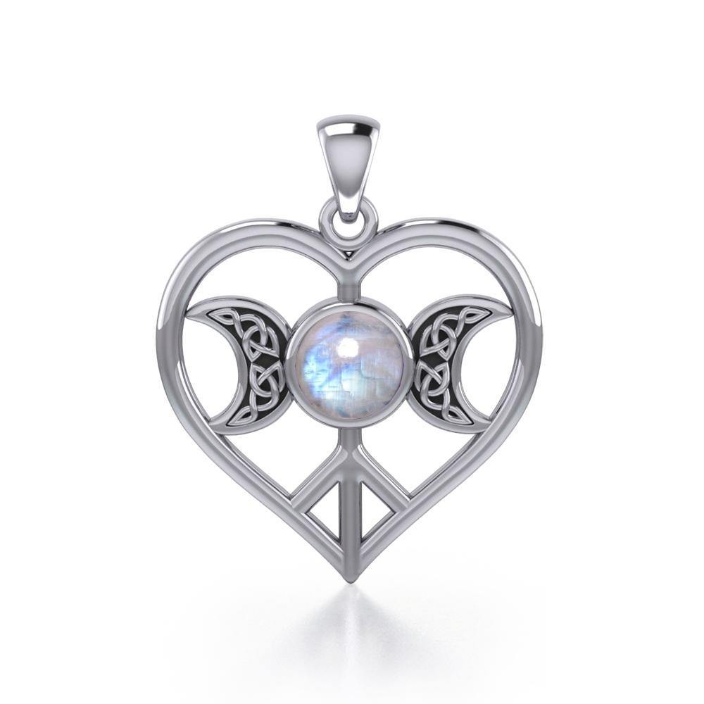 Triple Goddess Love Peace Sterling Silver Pendant with Gemstone TPD5106 - Jewelry