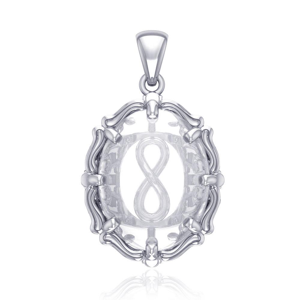 Infinity Sterling Silver Pendant with Natural Clear Quartz TPD5119 - Jewelry