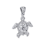 One meaningful step at a time ~ Sterling Silver Sea Turtle Filigree Pendant Jewelry TPD5139