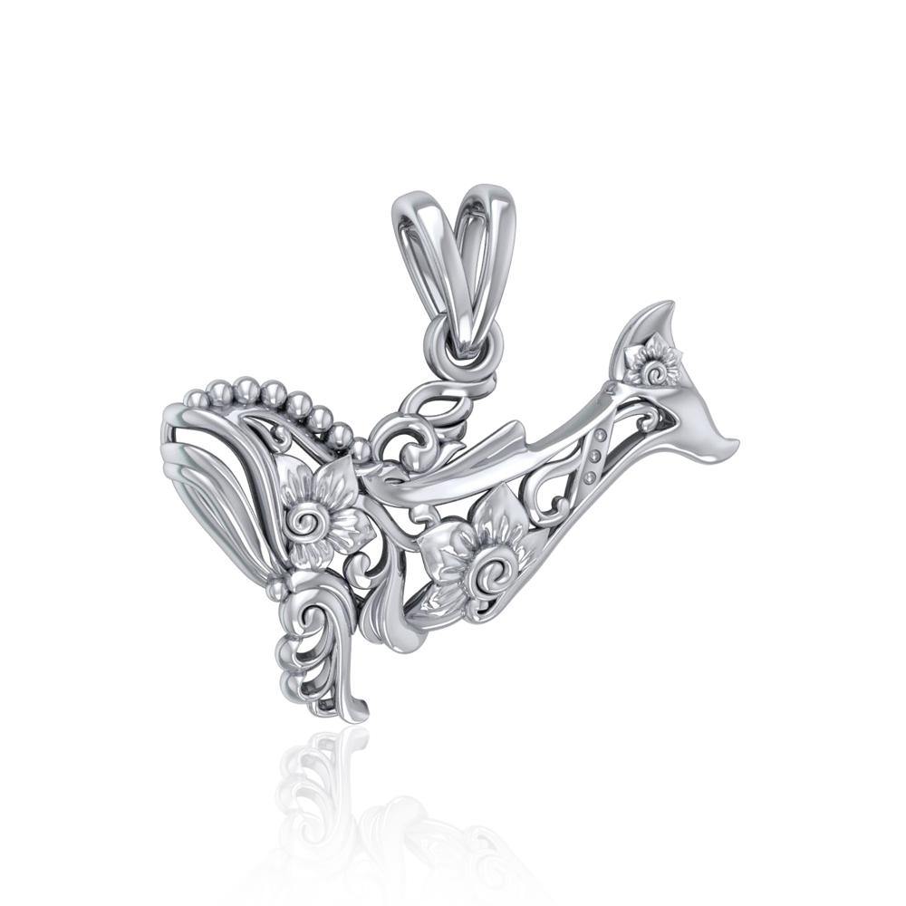 A gift of solitude ~ Sterling Silver Whale Filigree Pendant Jewelry TPD5144 - Jewelry