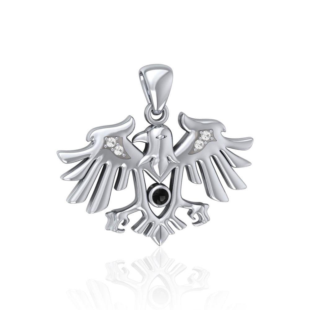 Raven Silver Pendant with Gemstone TPD5157 - Jewelry