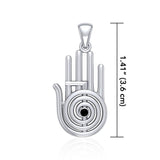 Healer Hand Symbol Silver Pendant with Gemstone TPD5158 - Jewelry