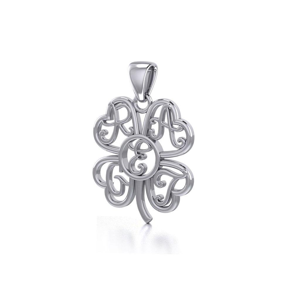 GREAT Monogramming Four Leaf Shamrock Clover Silver Pendant TPD5161 - Jewelry