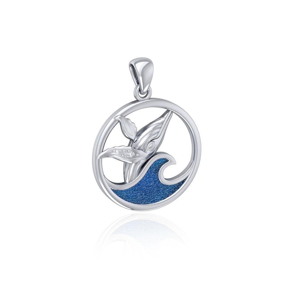 Sterling Silver Whale in the Wave Pendant TPD5175 - Jewelry