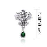 Renowned affirmation of Celtic tradition ~Sterling Silver Jewelry Scottish Thistle Pendant with Gemstone accent TPD687 - Jewelry