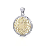 Celtic Knotwork Sterling Silver and 14K Gold Accent Pendant TPV153