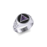 Celtic AA Symbol Silver Ring with Gemstone TR1020