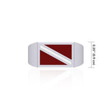 Red and White Dive Flag Silver Ring TR1796 - Jewelry