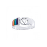 Pride Symbol with Rainbow Color Inlay Silver Ring TR285 - Jewelry