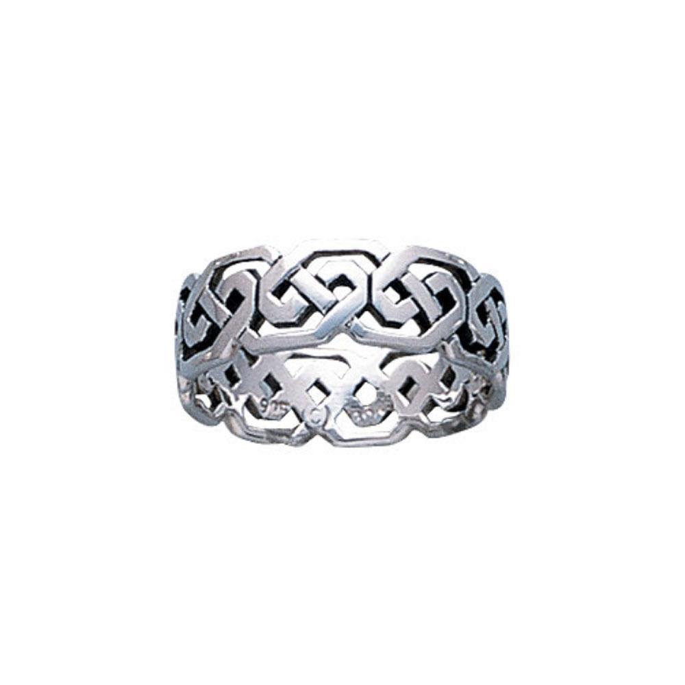 Modern Celtic Knot Silver Ring TR392 - Jewelry