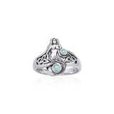 Celtic Mermaid Silver Ring With Gemstone TRI045 - Jewelry