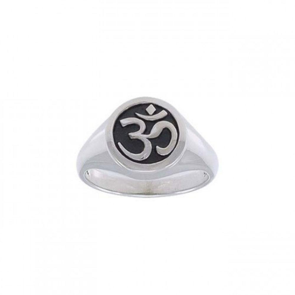 Round Om Symbol Silver Ring TRI1221 - Jewelry