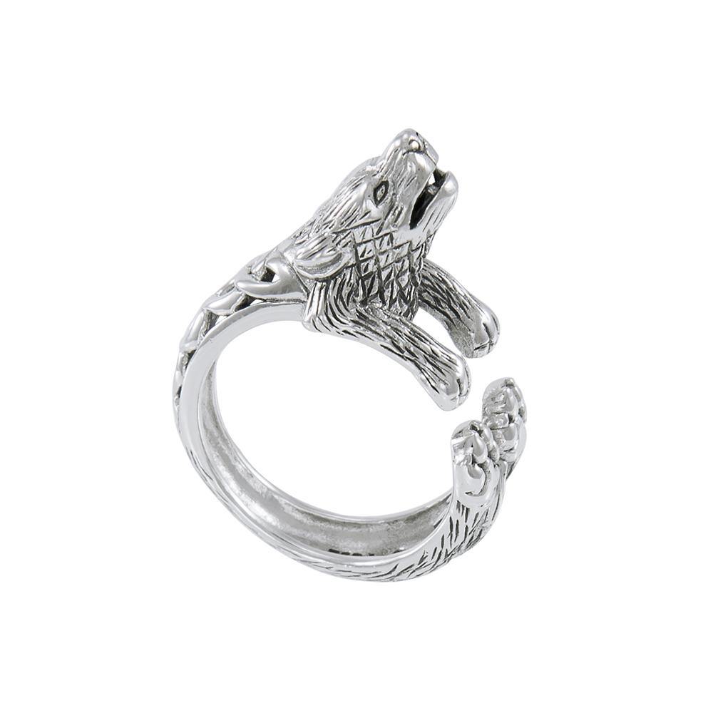 Sterling Silver Howling Wolf Ring TRI1637 - Jewelry