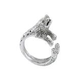 Sterling Silver Howling Wolf Ring TRI1637 - Jewelry