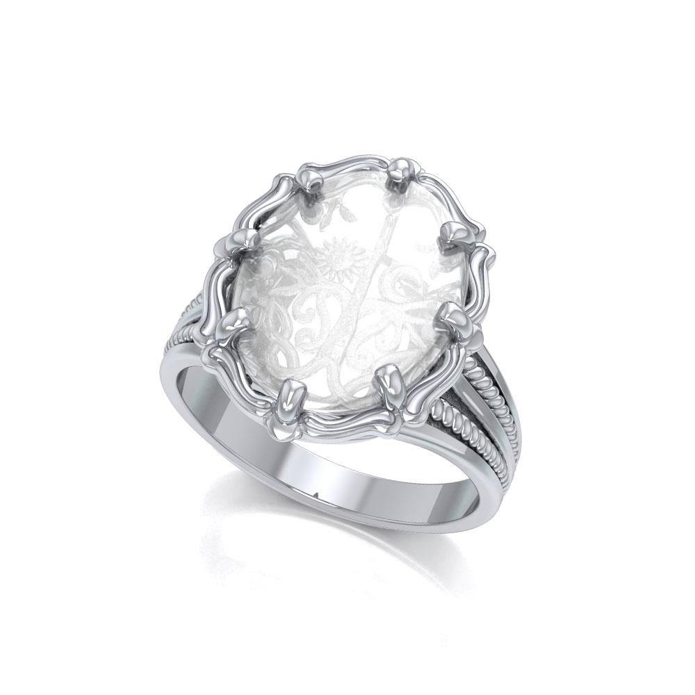 Tree of Life Sterling Silver Ring with Natural Clear Quartz TRI1715 - Jewelry