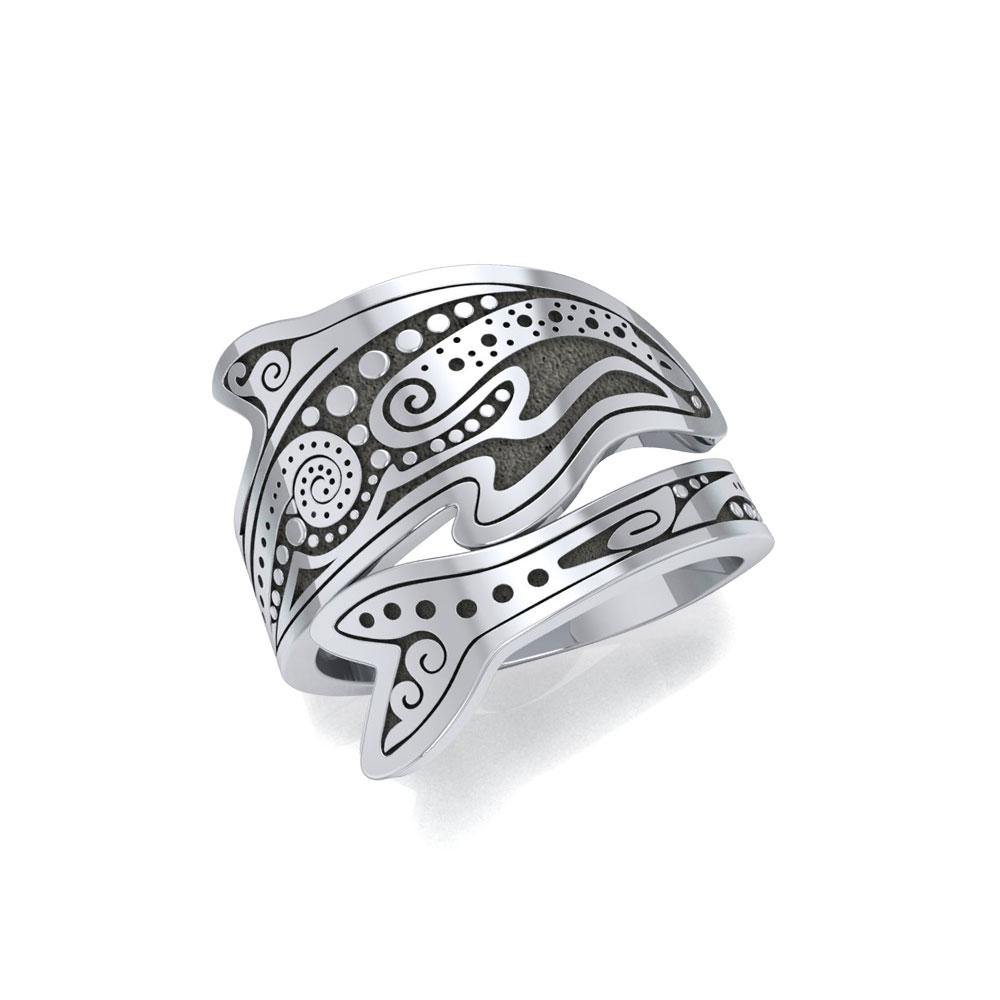 Aboriginal Dolphin Sterling Silver Spoon Ring TRI1735 - Jewelry