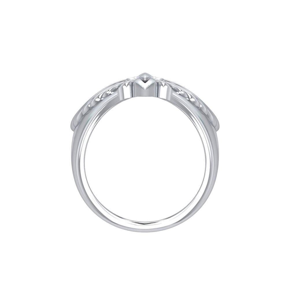 Phoenix with Fleur De Lis Sterling Silver Ring TRI1742 - Jewelry