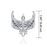 Phoenix with Fleur De Lis Sterling Silver Ring TRI1742 - Jewelry
