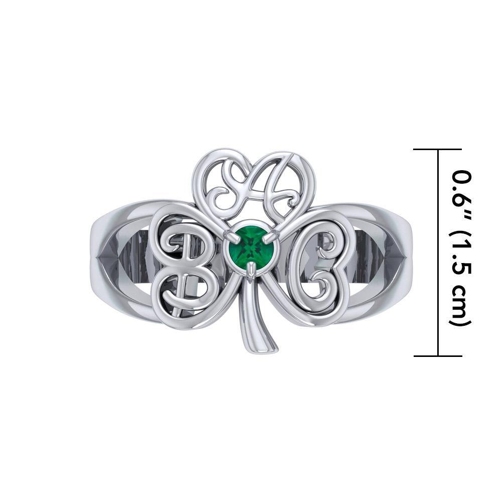 ABC Monogramming Shamrock Clover Silver Gemstone Earrings TRI1750 - Jewelry