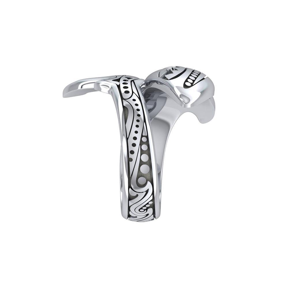 Silver Aboriginal Blue Shark Spoon Ring TRI1769 - Jewelry
