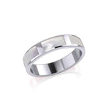 Modern Rectangle Band Inlaid Silver Ring TRI367 - Jewelry