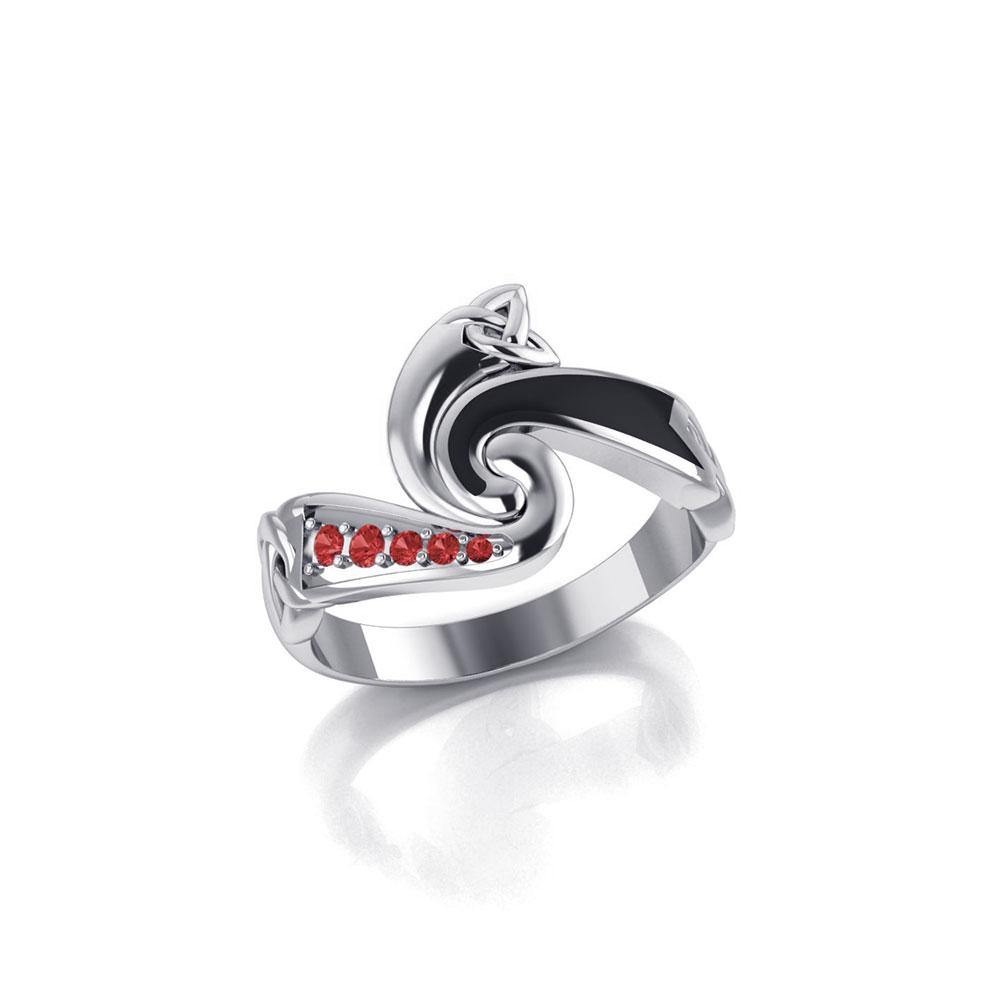 Endless and Modern Celtic Triskele Silver Gemstone Ring TRI636 - Jewelry