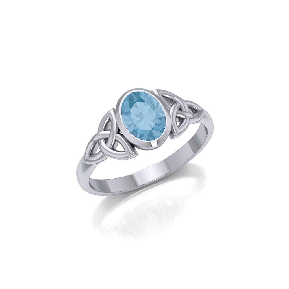 Celtic Triquetra with Oval Gemstone Silver Ring TRI887 - Jewelry