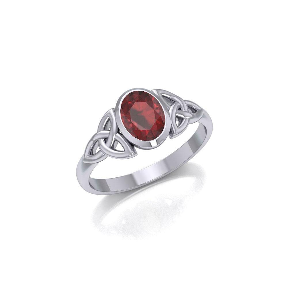 Celtic Triquetra with Oval Gemstone Silver Ring TRI887 - Jewelry