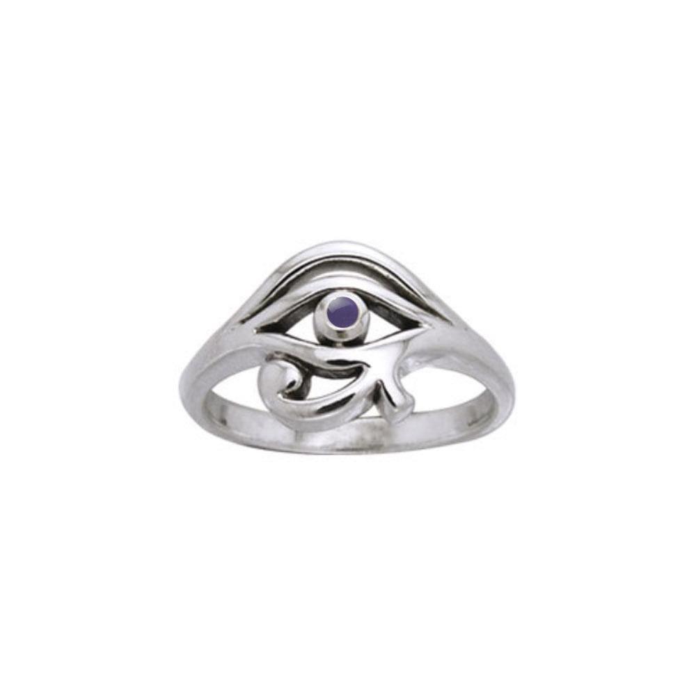 Eye of Horus Silver Ring with Gem TRI995 - Jewelry