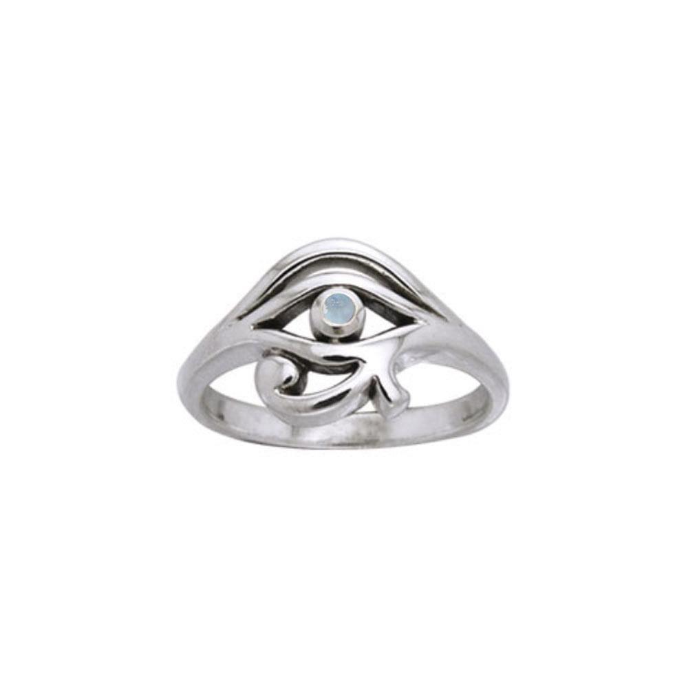 Eye of Horus Silver Ring with Gem TRI995 - Jewelry