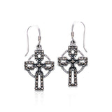 Celtic Cross with Marcasite Sterling Silver Earrings VE060 - Jewelry