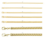Solid 14K Yellow Gold Italian Designed Franco Chain Necklace, 7 Sizes 1.5mm to 4.8mm